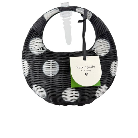 Kate Spade New York Target Black White Polka Dot Wicker Crescent Bag Purse NWT